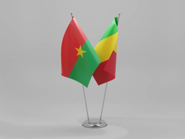 Mali - Burkina Faso İşbirliği Bayrakları, Beyaz Arkaplan - 3D Render