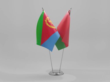 Belarus - Eritre İşbirliği Bayrakları, Beyaz Arkaplan - 3D Render