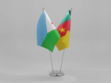 Kamerun - Cibuti İşbirliği Bayrakları, Beyaz Arkaplan - 3D Yapılandırma