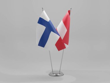 Avusturya - Finlandiya İşbirliği Bayrakları, Beyaz Arkaplan - 3D Hazırlama