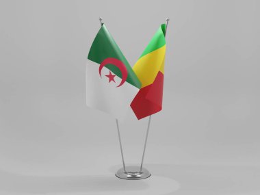 Mali - Cezayir İşbirliği Bayrakları, Beyaz Arkaplan - 3D Render