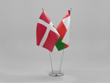 Umman - Danimarka İşbirliği Bayrakları, Beyaz Arkaplan - 3D Render