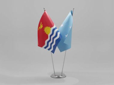 Mikronezya - Kiribati İşbirliği Bayrakları, Beyaz Arkaplan - 3D Render