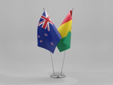 Gine - Yeni Zelanda İşbirliği Bayrakları, Beyaz Arkaplan - 3D Render