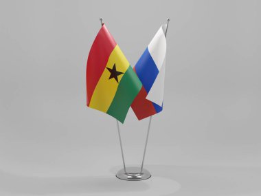 Rusya - Gana İşbirliği Bayrakları, Beyaz Arkaplan - 3D Render