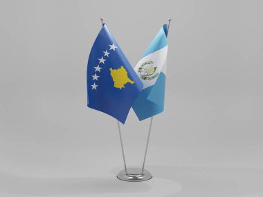 Guatemala - Kosova İşbirliği Bayrakları, Beyaz Arkaplan - 3D Hazırlama