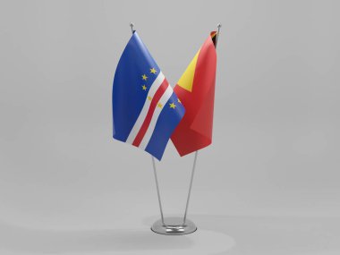 Doğu Timor - Cape Verde İşbirliği Bayrakları, Beyaz Arkaplan - 3D Render