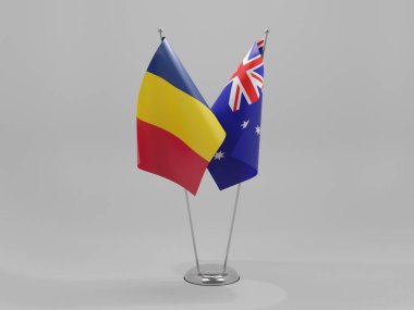 Avusturalya - Çad İşbirliği Bayrakları, Beyaz Arkaplan - 3D Render