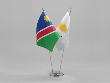 Kıbrıs - Namibya İşbirliği Bayrakları, Beyaz Arkaplan - 3D Render