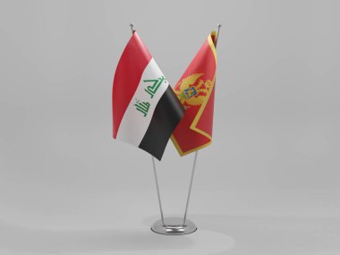 Karadağ - Irak İşbirliği Bayrakları, Beyaz Arkaplan - 3D Hazırlama