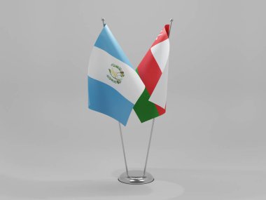 Umman - Guatemala İşbirliği Bayrakları, Beyaz Arkaplan - 3D Render