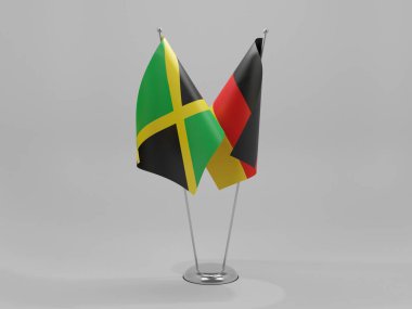Almanya - Jamaika İşbirliği Bayrakları, Beyaz Arkaplan - 3D Hazırlama