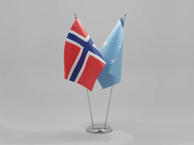 Mikronezya - Norveç İşbirliği Bayrakları, Beyaz Arkaplan - 3D Render