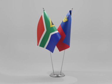 Lihtenştayn - Güney Afrika İşbirliği Bayrakları, Beyaz Arkaplan - 3D Render