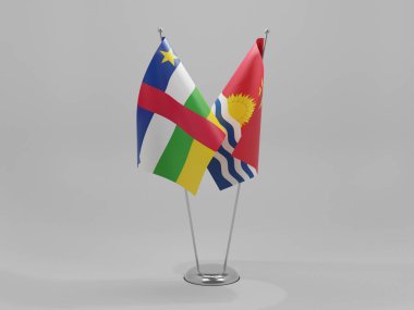 Kiribati - Orta Afrika Cumhuriyeti İşbirliği Bayrakları, Beyaz Arkaplan - 3D Render