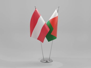 Madagaskar - Avusturya İşbirliği Bayrakları, Beyaz Arkaplan - 3D Render
