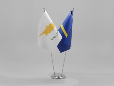 Nauru - Kıbrıs İşbirliği Bayrakları, Beyaz Arkaplan - 3D Hazırlama