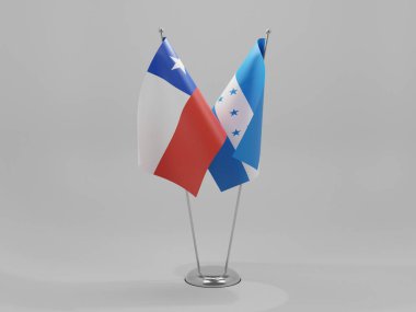 Honduras - Şili İşbirliği Bayrakları, Beyaz Arkaplan - 3D Render