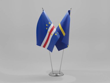 Nauru - Cape Verde İşbirliği Bayrakları, Beyaz Arkaplan - 3D Render