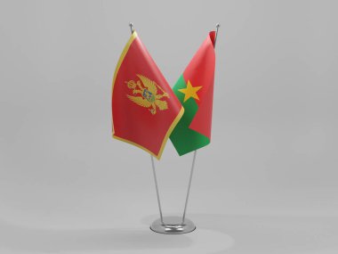 Burkina Faso - Karadağ İşbirliği Bayrakları, Beyaz Arkaplan - 3D Render
