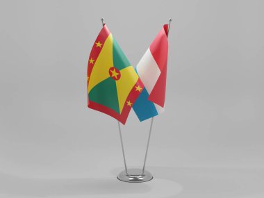 Lüksemburg - Grenada İşbirliği Bayrakları, Beyaz Arkaplan - 3D Renklendirme