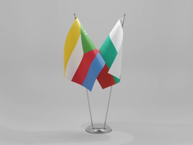 Bulgaristan - Komoros İşbirliği Bayrakları, Beyaz Arkaplan - 3D Render