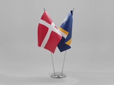 Marshall Adaları - Danimarka İşbirliği Bayrakları, Beyaz Arkaplan - 3D Render