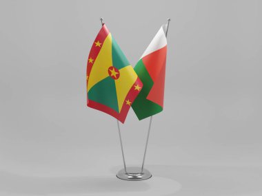 Madagaskar - Grenada İşbirliği Bayrakları, Beyaz Arkaplan - 3D Renk