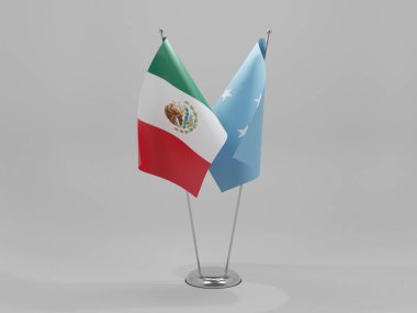 Mikronezya - Meksika İşbirliği Bayrakları, Beyaz Arkaplan - 3D Render