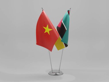 Mozambik - Vietnam İşbirliği Bayrakları, Beyaz Arkaplan - 3D Render