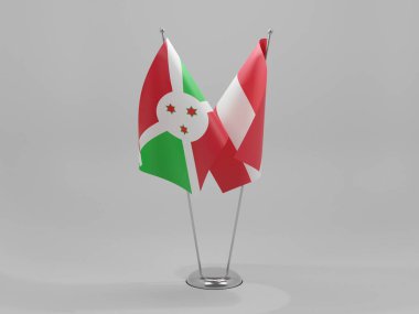 Avusturya - Burundi İşbirliği Bayrakları, Beyaz Arkaplan - 3D Render