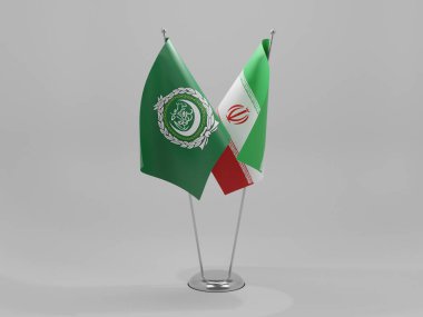 İran - Arap Birliği İşbirliği Bayrakları, Beyaz Arkaplan - 3D Yapılandırma