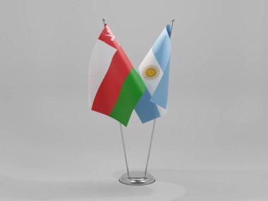 Arjantin - Umman İşbirliği Bayrakları, Beyaz Arkaplan - 3D Render