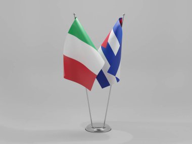 Küba - İtalya İşbirliği Bayrakları, Beyaz Arkaplan - 3D Yapılandırma