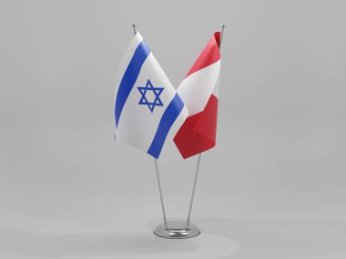 Peru - İsrail İşbirliği Bayrakları, Beyaz Arkaplan - 3D Yapılandırma