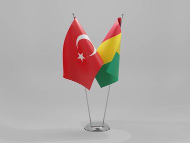 Gine - Türkiye İşbirliği Bayrakları, Beyaz Arkaplan - 3D Yapılandırma