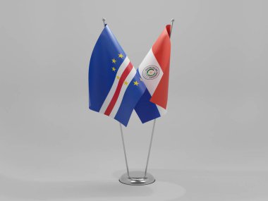 Paraguay - Cape Verde İşbirliği Bayrakları, Beyaz Arkaplan - 3D Render
