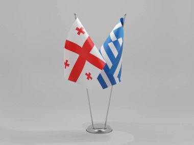 Yunanistan - Gürcistan İşbirliği Bayrakları, Beyaz Arkaplan - 3D Hazırlama