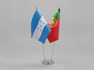 Portekiz - Honduras İşbirliği Bayrakları, Beyaz Arkaplan - 3D Render