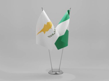 Nijerya - Kıbrıs İşbirliği Bayrakları, Beyaz Arkaplan - 3D Hazırlama