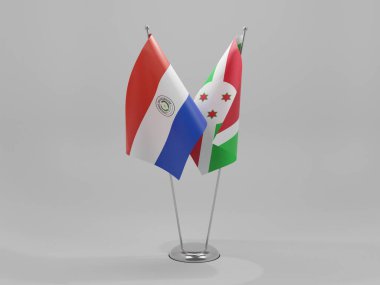Burundi - Paraguay İşbirliği Bayrakları, Beyaz Arkaplan - 3D Render