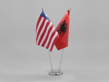 Arnavutluk - Liberya İşbirliği Bayrakları, Beyaz Arkaplan - 3D Hazırlama