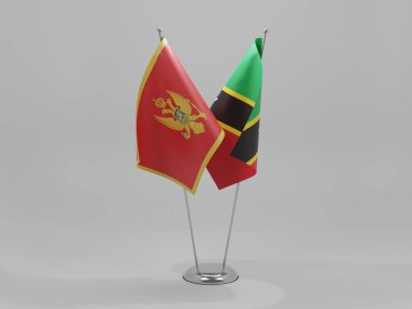 Saint Kitts ve Nevis - Karadağ İşbirliği Bayrakları, Beyaz Arkaplan - 3D Render
