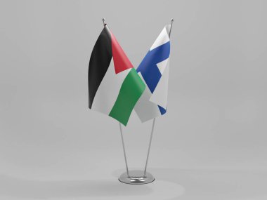 Finlandiya - Ürdün İşbirliği Bayrakları, Beyaz Arkaplan - 3D Hazırlama