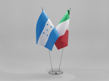 İtalya - Honduras İşbirliği Bayrakları, Beyaz Arkaplan - 3D Render