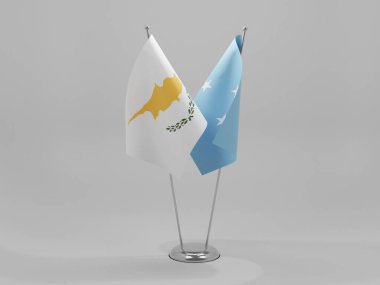 Mikronezya - Kıbrıs İşbirliği Bayrakları, Beyaz Arkaplan - 3D Render