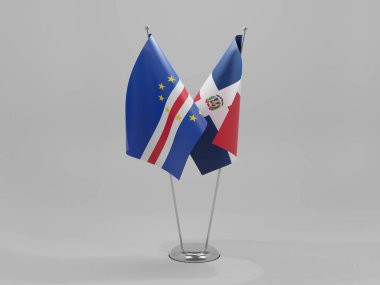 Dominik Cumhuriyeti - Cape Verde İşbirliği Bayrakları, Beyaz Arkaplan - 3D Render