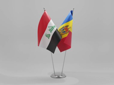 Moldova - Irak İşbirliği Bayrakları, Beyaz Arkaplan - 3D Yapılandırma