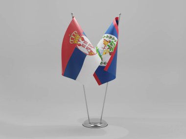 Belize - Sırbistan İşbirliği Bayrakları, Beyaz Arkaplan - 3D Hazırlama