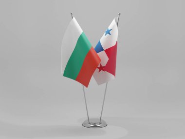 Panama - Bulgaristan İşbirliği Bayrakları, Beyaz Arkaplan - 3D Hazırlama